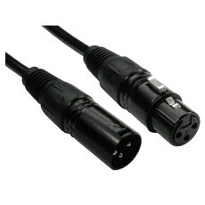 1m 3 Pin XLR Male to Female Cable with Black Connectors