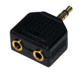3.5mm Stereo plug to twin 3.5mm stereo socket Adapter