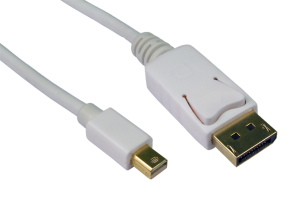 5m Mini Displayport to Displayport cable White Gold Plated