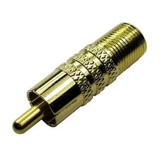 RCA Phono Male to F-Type Female Screw On Adapter Gold