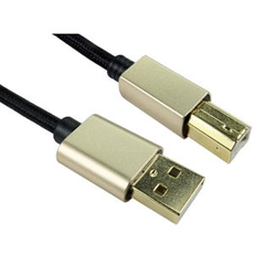 1.8m USB Cable, A to B, Gold Plated with Nylon Braid
