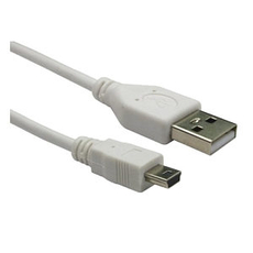 1.8m White Mini USB Cable, USB A to Mini USB B