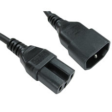 1m C14 to C15 Mains Extension Cable