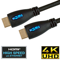 Blue LED Lit HDMI Cable Braided 1m