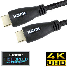 Nylon Braided 1m HDMI Cable Light Up White
