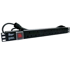 1U PDU 6 Port UK Sockets Horizontal to C14