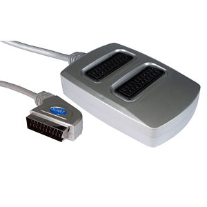 2-Way Silver Scart Splitter Box