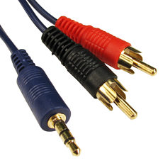 15m 2x Phono to 3.5mm Aux In Cable Shielded