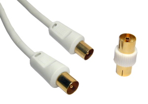 1.8m Digital TV Aerial Cable White Gold Plated Male to Male