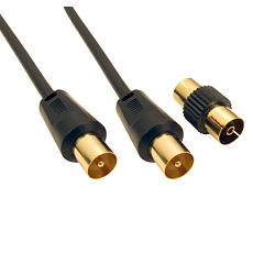 Short Aerial Cable 0.5m Black Digital HDTV Compatible