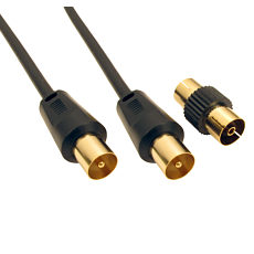 10m TV Aerial Cable Black Gold Plated Male to Male