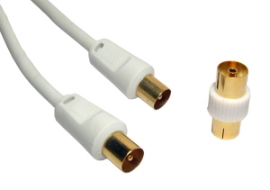 40m Digital TV Aerial Cable White Gold Plated Male to Male