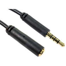 2m 4 Pole 3.5mm Extension Cable, Extends Earphones and Mic