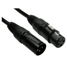 6m 3 Pin XLR Male to Female Cable with Black Connectors