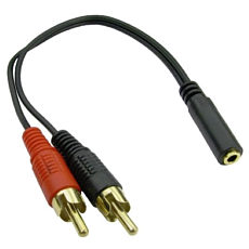 3.5mm Socket to 2x RCA Phono Male Audio Adapter Cable