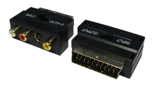 SCART to 3x RCA-Female plus S-Video female with input/output swi