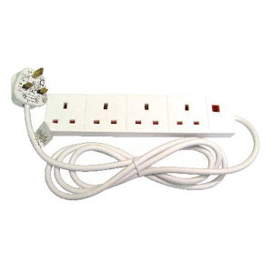 4 Socket Extension Lead 2m Cable White BS Approved