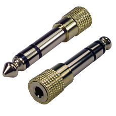 6.35mm Male to 3.5mm Female Stereo Adapter Gold