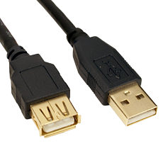 1m USB Extension Cable A Male A Female Gold