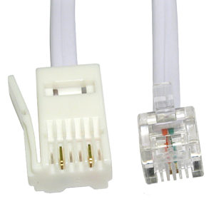 10m RJ11 to BT Plug 2 Wire Crossover Modem / Phone Cable