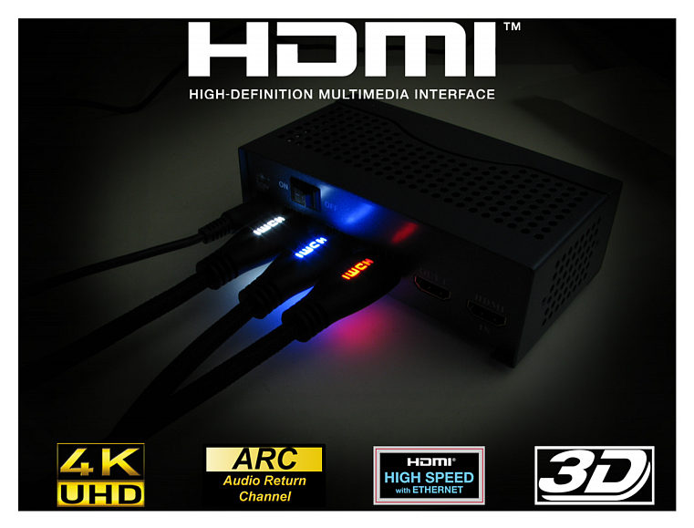 Red LED Light Up Braided HDMI Cable 2m