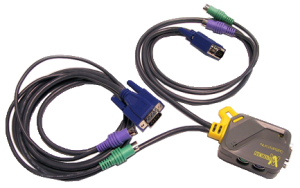 2-Port micro KVM with attached cables