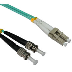 0.5m OM3 LC-ST 50/125 Fibre Cable Aqua