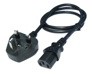 0.5m Mains Cable UK 3 Pin Plug to IEC C13