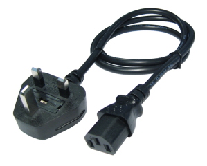 1m UK Mains to IEC C13 Power Lead Kettle Plug