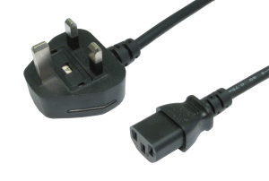 UK Mains to IEC C13 Power Cable 1.8m