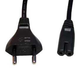 2m Euro Plug to Figure 8 C7 Mains Lead VDE Certified