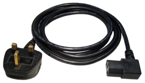 1.8m UK Mains Plug to Right Angled IEC C13 Kettle Lead