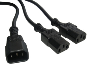 C14 to 2x C13 Power Splitter Cable IEC Kettle Style 1.8m