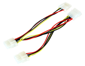 15cm 4-Pin Molex M- 3X4-Pin Molex F Power Splitter