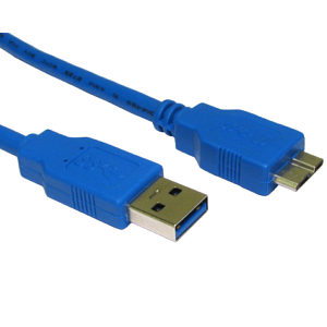Short USB 3.0 A to Micro B Cable 0.75m Blue