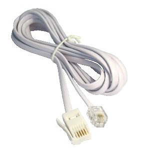 2m White BT M RJ11 M Xover Modem Cable