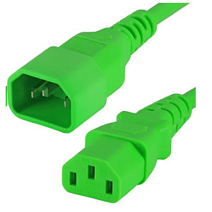 0.3m C14 to C13 Power Cable Green PVC 1.0mm Power Lead