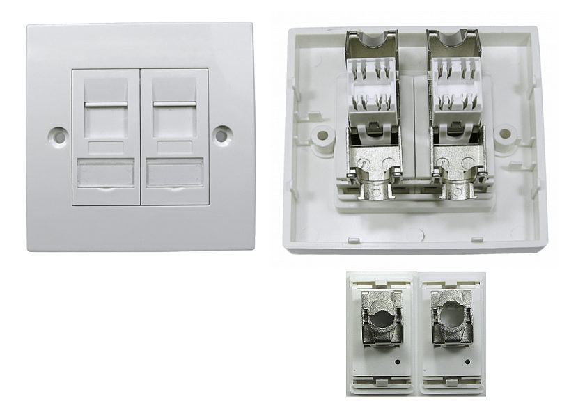 Dual CAT6A Shielded RJ45 Network Faceplate