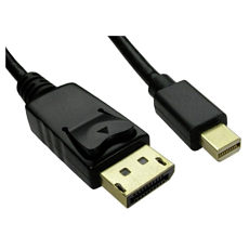 2m Mini Displayport to Displayport Cable Black Gold Plated
