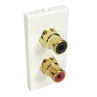 Dual Phono Face Plate Dual Socket Wallplate Module Red / Black