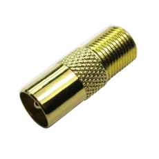 TV Coax Male to F-Type Female Screw On Gold