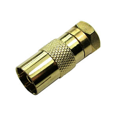 F-Type Male to TV Aerial Female Adapter Gold