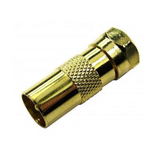 F-Type Male to TV Aerial Male Adapter Gold