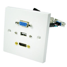 HDMI VGA USB Wall Plate - Single Faceplate with Stub Cables