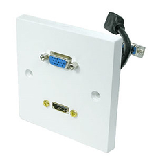 HDMI VGA Wall Plate - Single Faceplate with Stub Cables