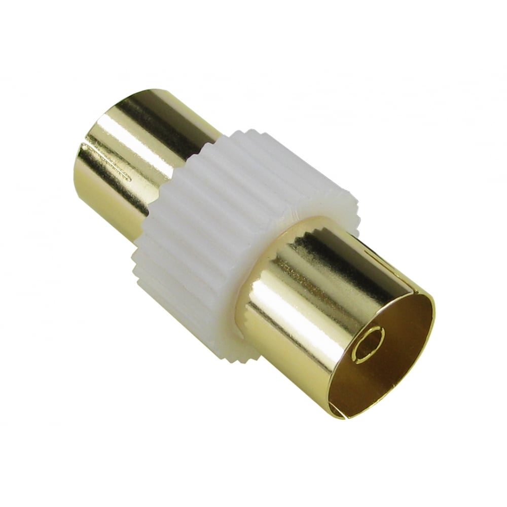 TV Aerial Coupler Female to Female Joiner Gold