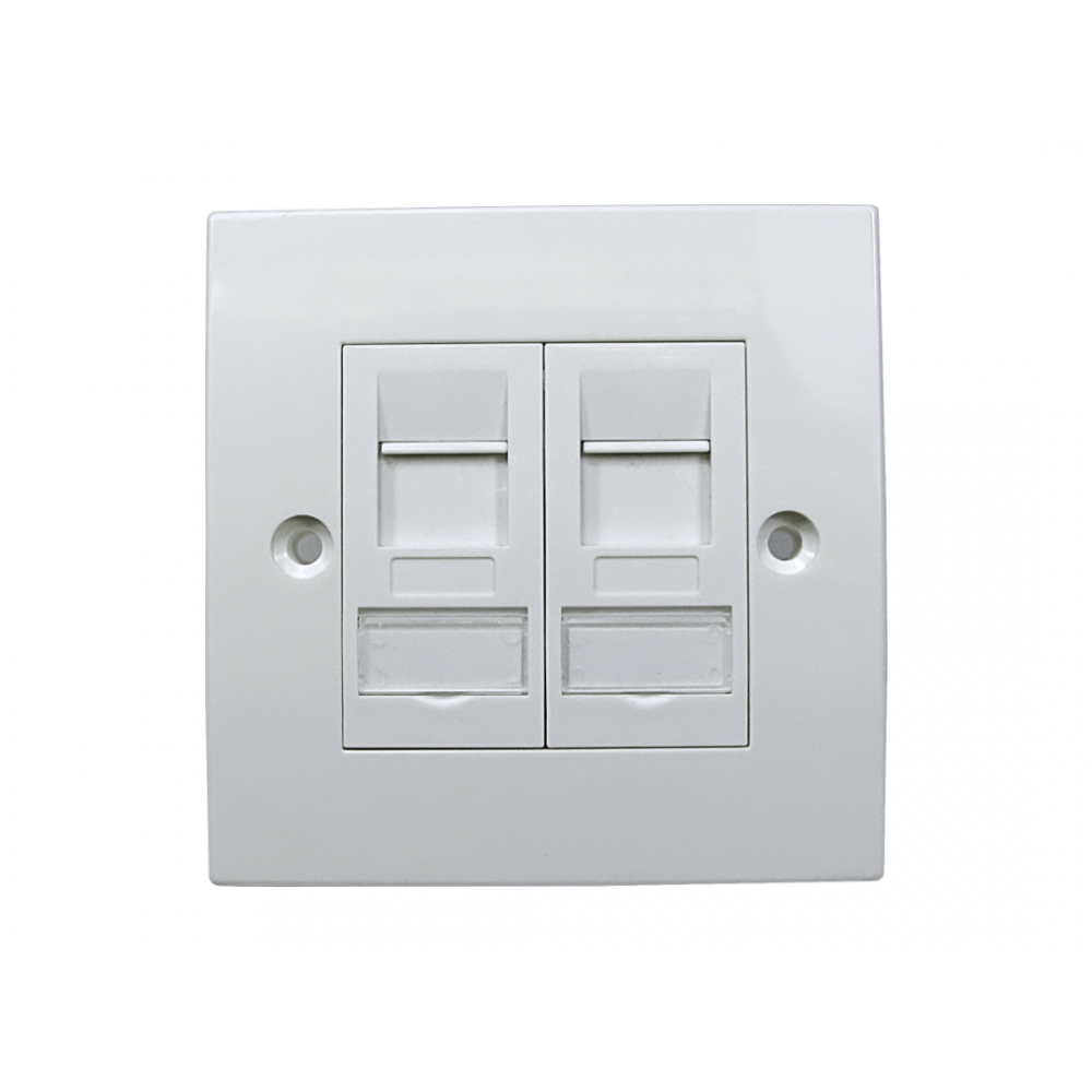 Dual CAT6A Shielded RJ45 Network Faceplate