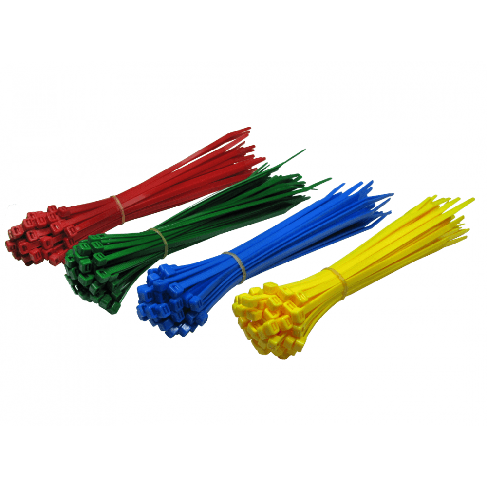 200mm x 4.8mm Mixed Colour Cable Ties - 200 Pack