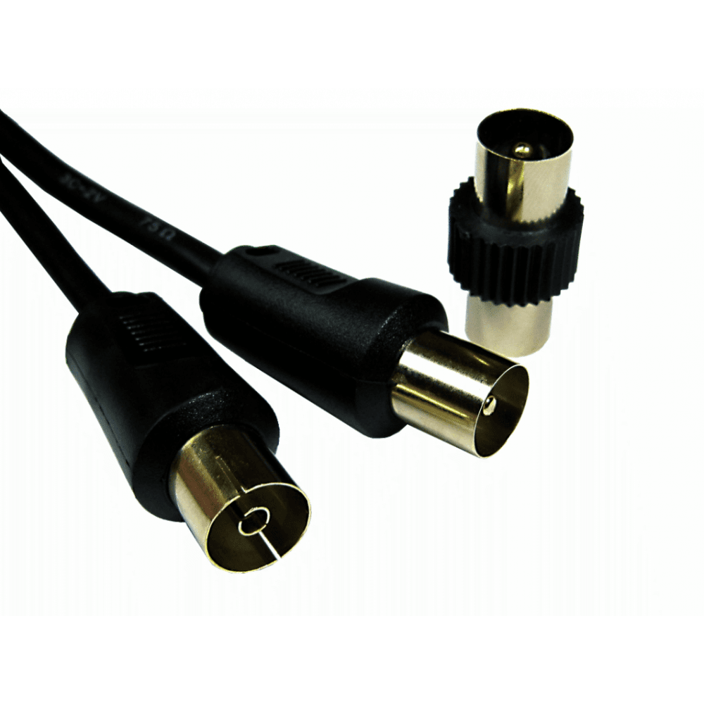 1m TV Aerial Extension Cable Black Gold Plated Male to Female