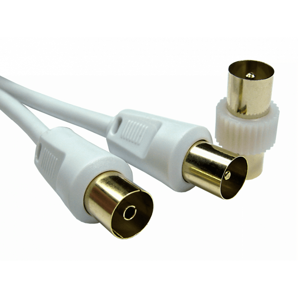 3m White TV Aerial Extension Cable Gold Plated Male to Female